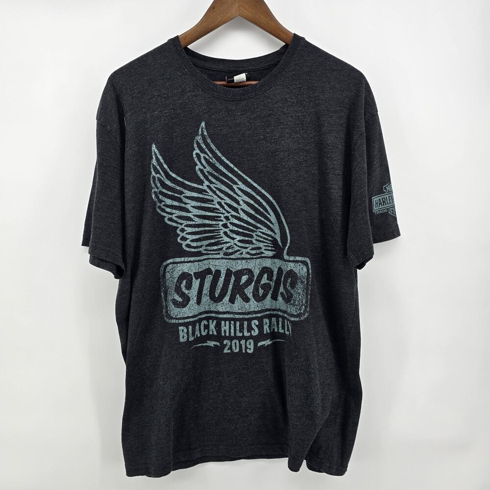 Harley Sturgis 2019 Bike Week Black Hills Rally Mens Motorcycle T Shirt Size XL